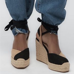 Zara lace-up contrast wedges (NWT)